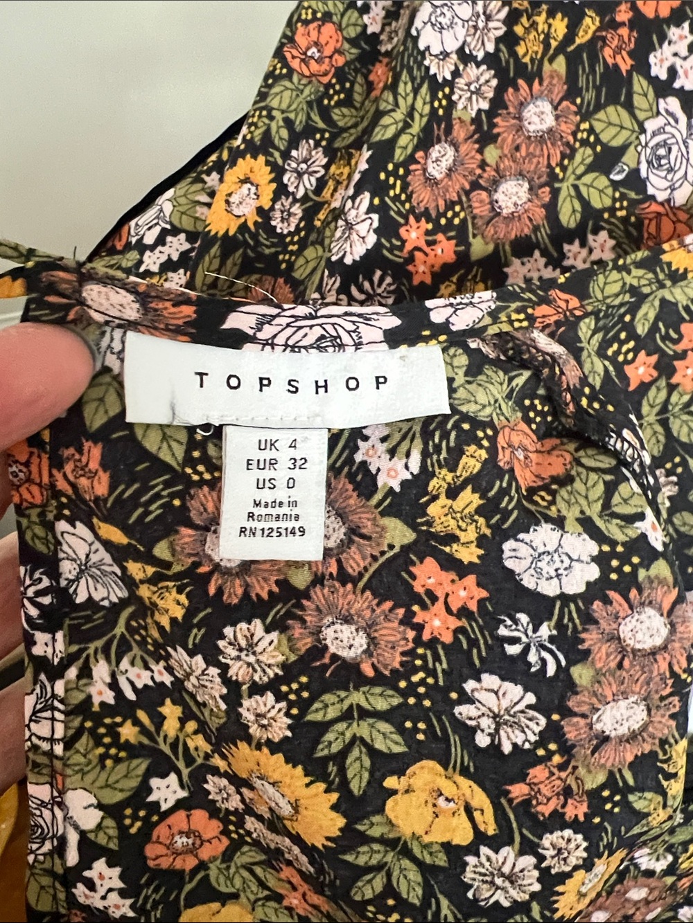 Topshop Black Floral Long-Sleeve Maxi Dress with Multi-Color Blooms - Picture 7 of 8